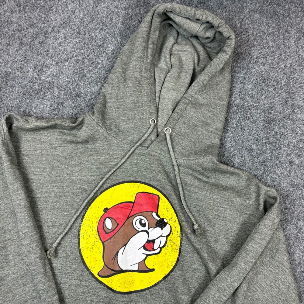 Buc-ee's Beaver Logo Gray Heather Pullover Hoodie Sweatshirt Mens Size XL